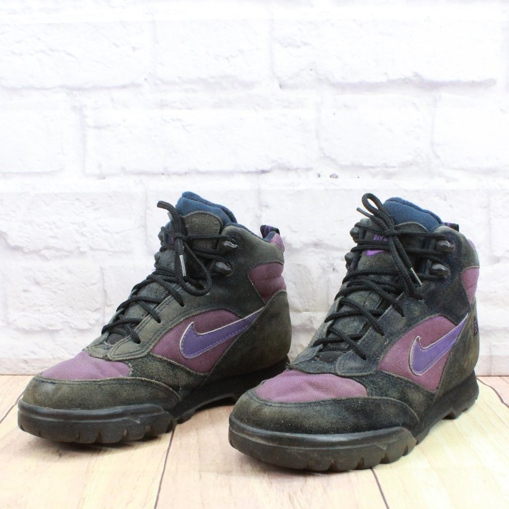 Vintage Nike ACG Caldera Purple Nylon Lace Up Hiking Sneaker Shoes Size 7.5 - Picture 2 of 9